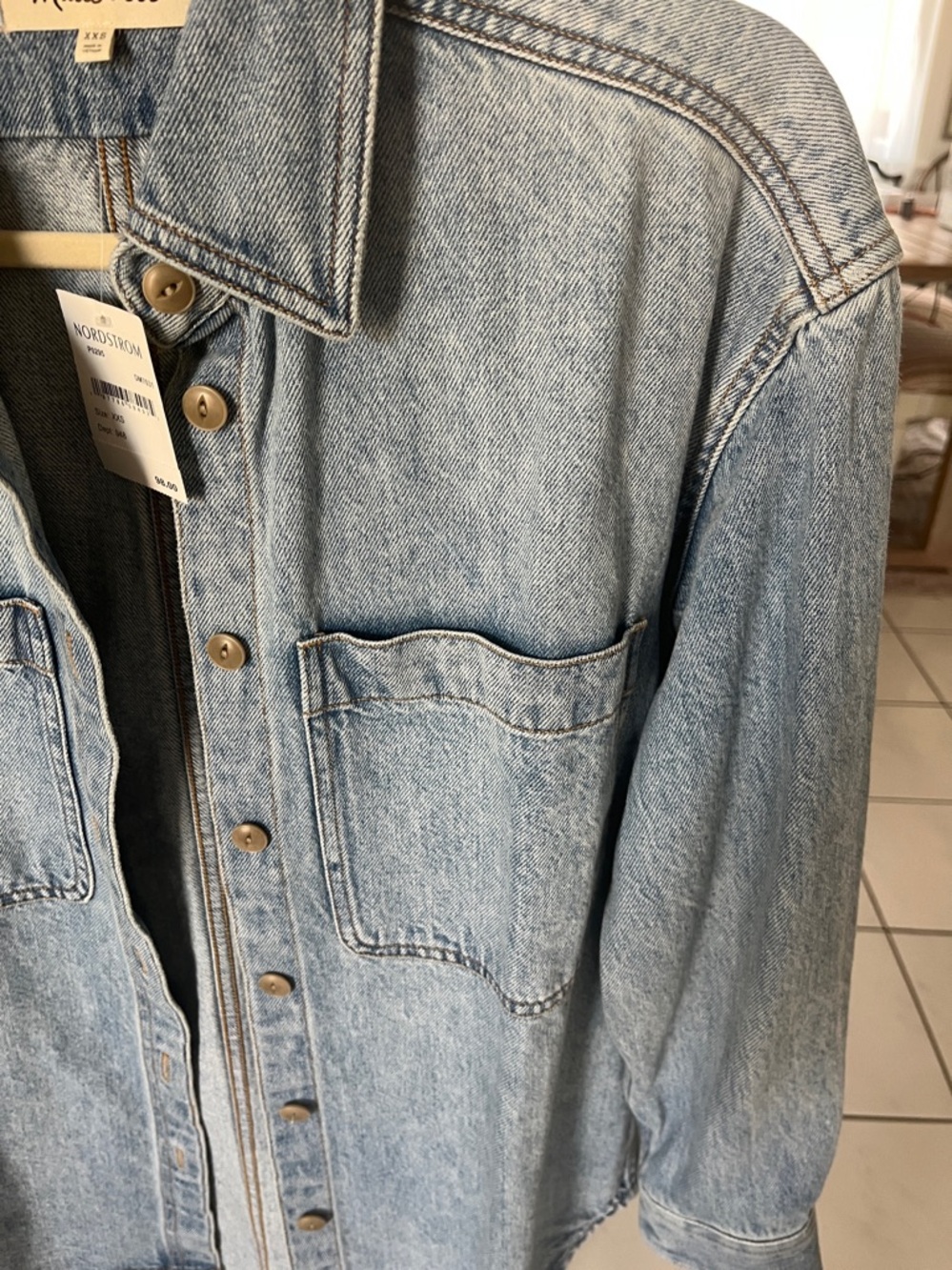 NWT Madewell Light Blue Denim Shirt Jacket Xxs - Picture 5 of 6